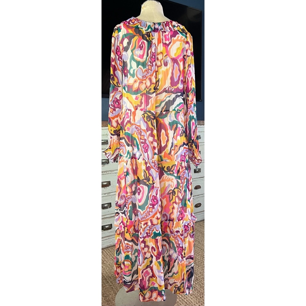 Anthropologie Marais Vibrant Abstract Tiered Maxi Dress - WITH SLIP - Picture 9 of 11